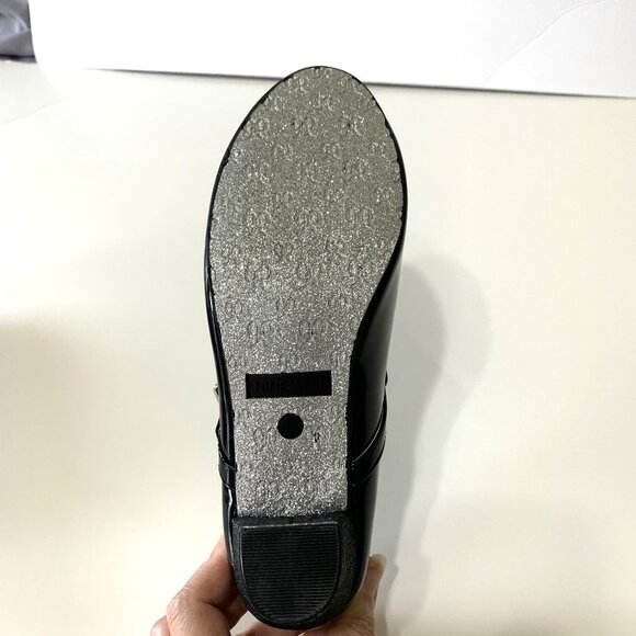 NWOT. Nine West Girls AIZA Patent Leather Shoes. Black. Glitter Soles. Size 4 - Picture 3 of 9